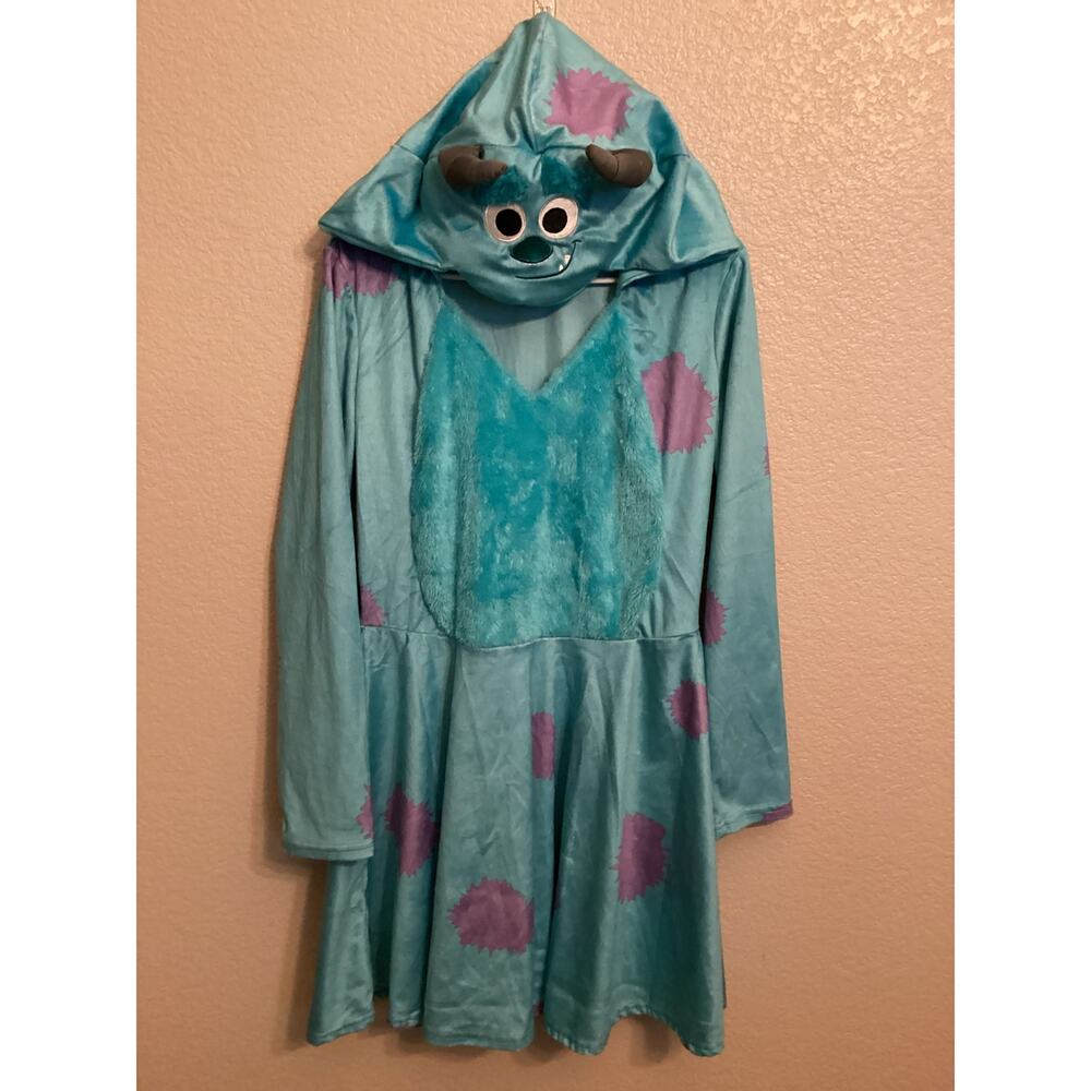 Disney Pixar Sulley Monsters Inc Long Sleeve Blue w Purple hooded Dress M